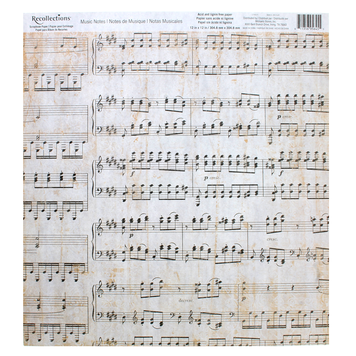 Music Notes Scrapbook Paper by Recollections   Music Notes Scrapbook Paper by Recollections